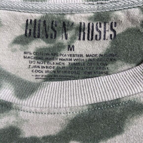 Authentic Guns N Roses Sweatshirt Womens Medium Graphic Print Tie-Dye Green Camo - Picture 5 of 9